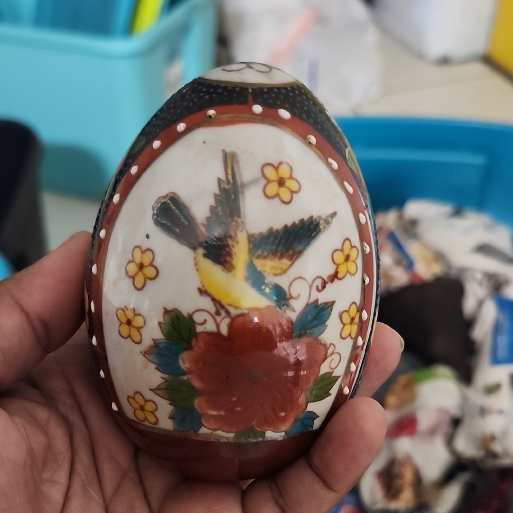 Decorative Bird Egg with Floral Design